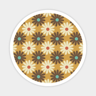 Retro Daisies Pattern in Yellow Magnet